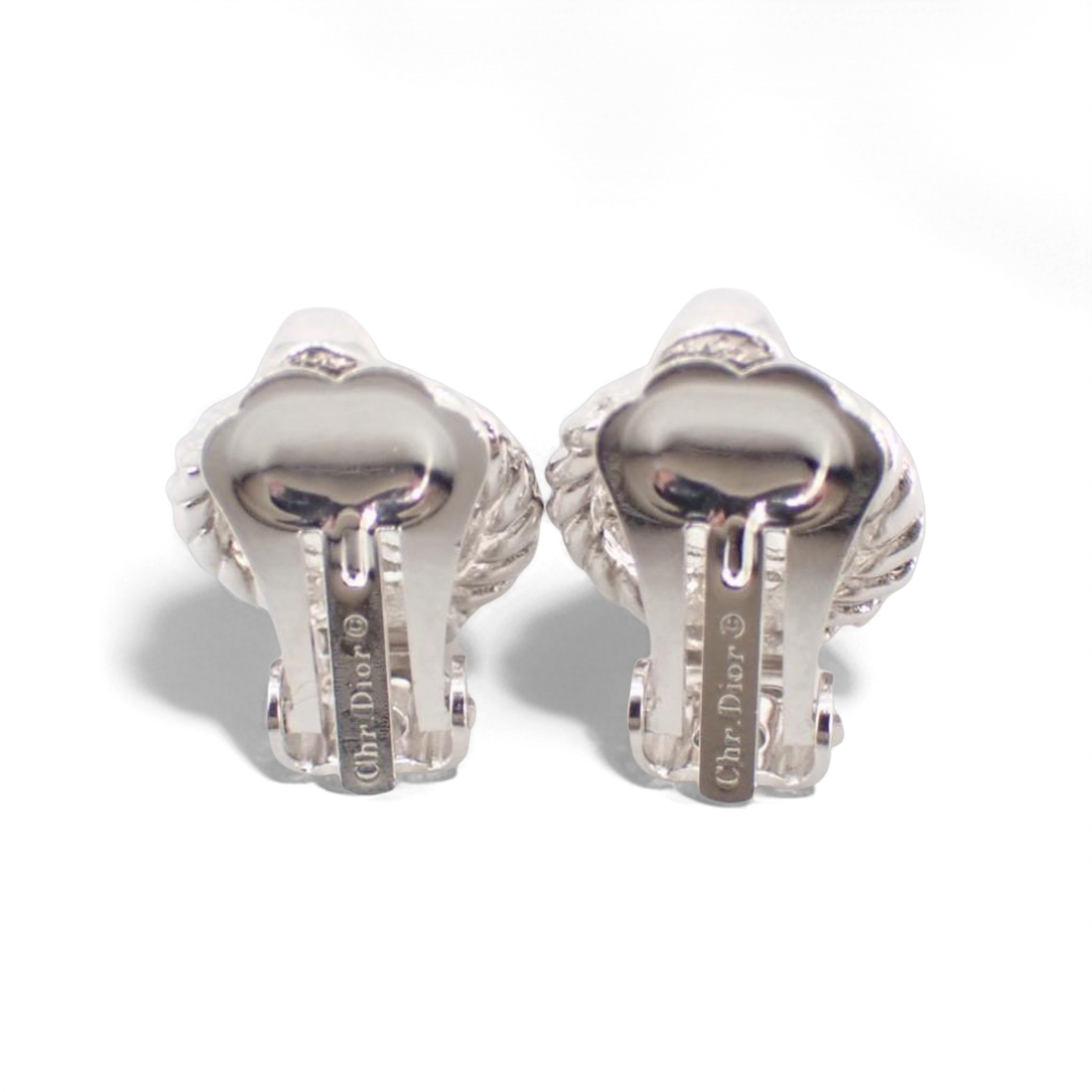 Dior Vintage Silver-Tone “CD” Wreath Clip-On Earrings