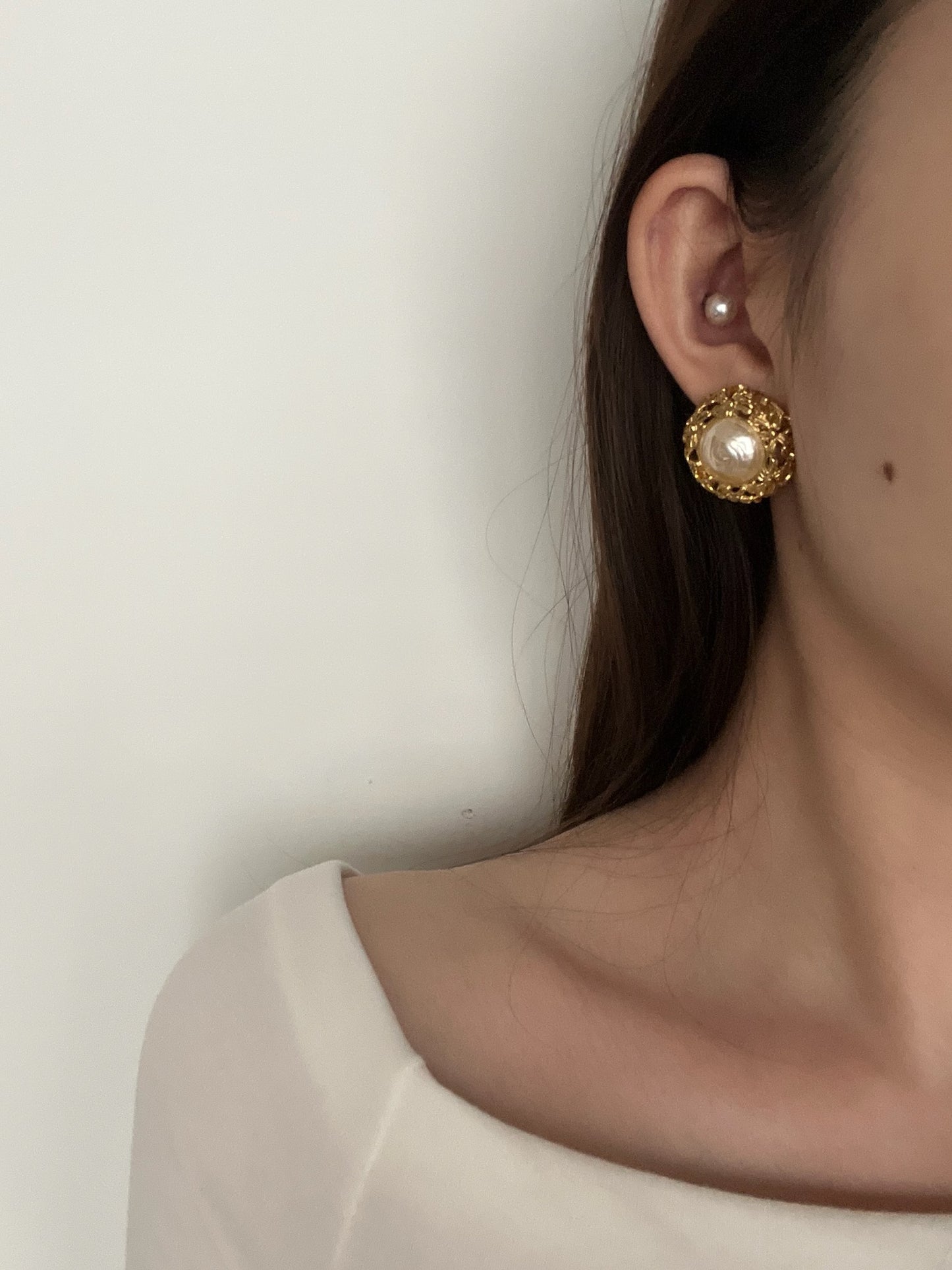 YSL Vintage Baroque Pearl Floral Clip-On Earrings