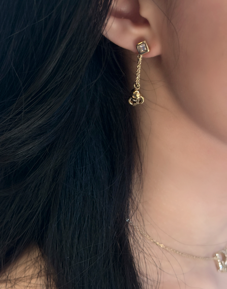 Dior Vintage Silver Double Chain Drop Earrings