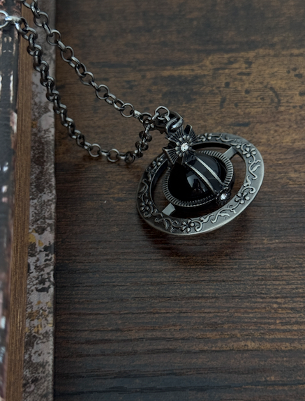Vivienne Westwood Gunmetal Giant Orb Black Pendant Necklace