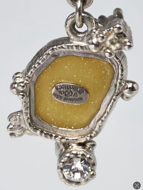 Chanel 2010 Yellow Gripoix Bear Drop Earrings