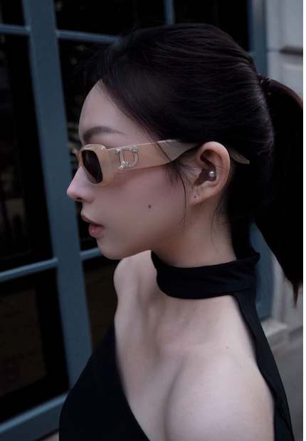 Dior Vintage Blush Nude Sunglasses with Crystal ‘D’ Logo
