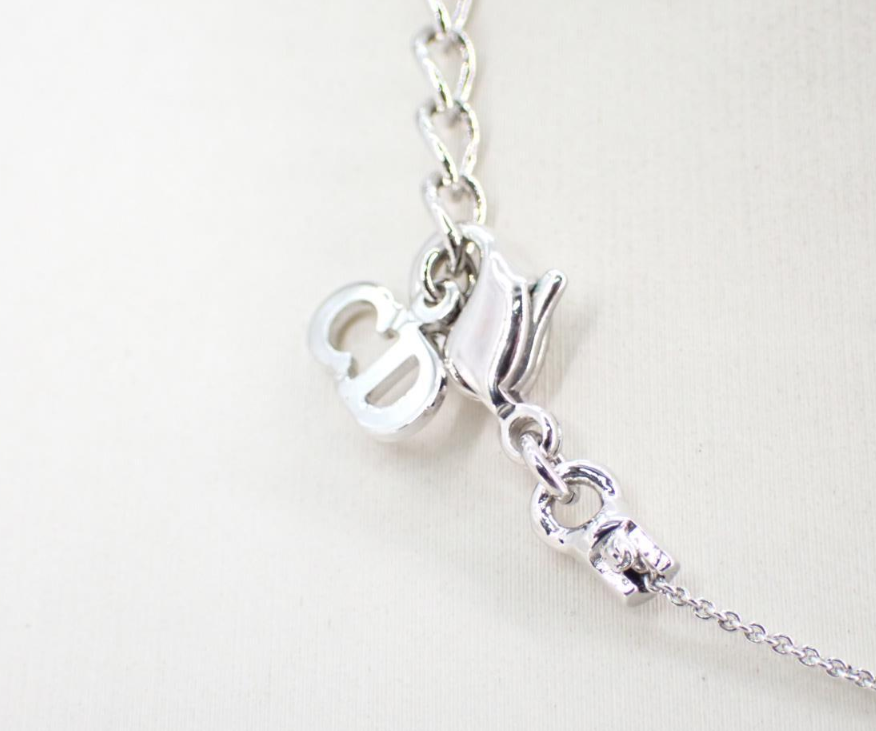 Dior Vintage Silver-Tone Logo Letter Necklace
