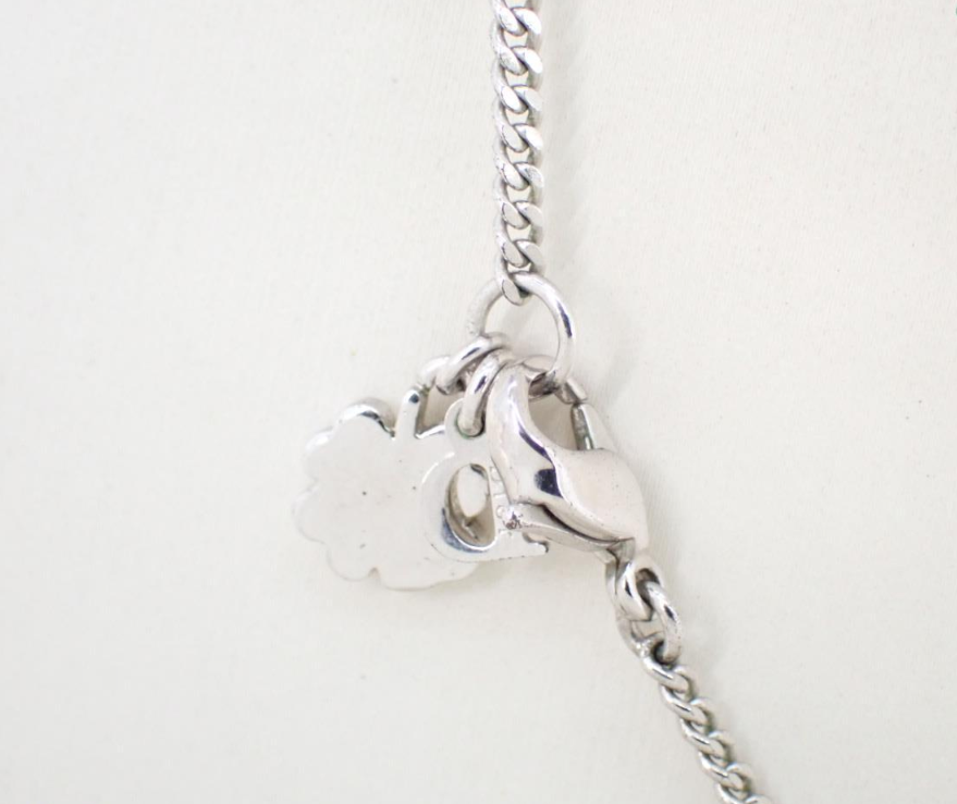Dior Vintage Crystal Logo Pendant Necklace with Clover Charm