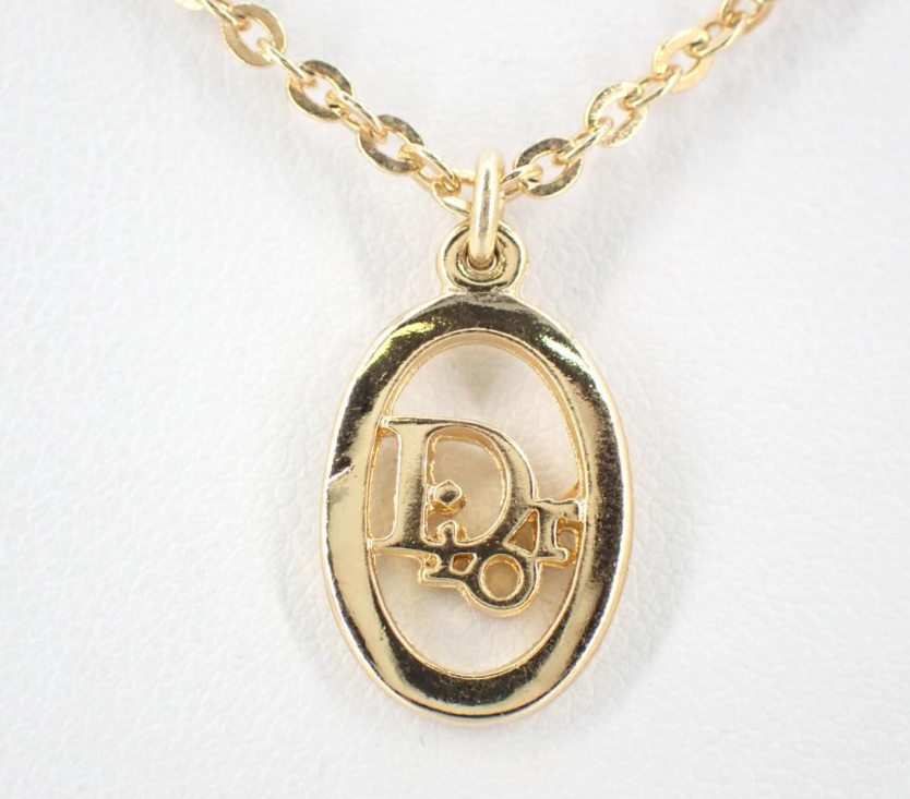 Dior Vintage Oval CD Logo Pendant Necklace