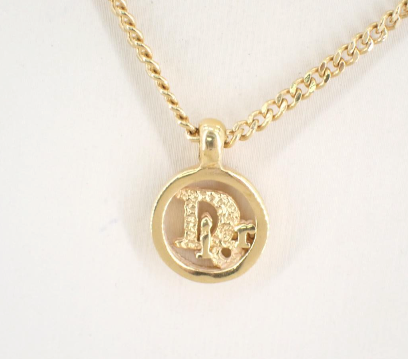 Dior Vintage Mini Gold-Tone Logo Medallion Necklace