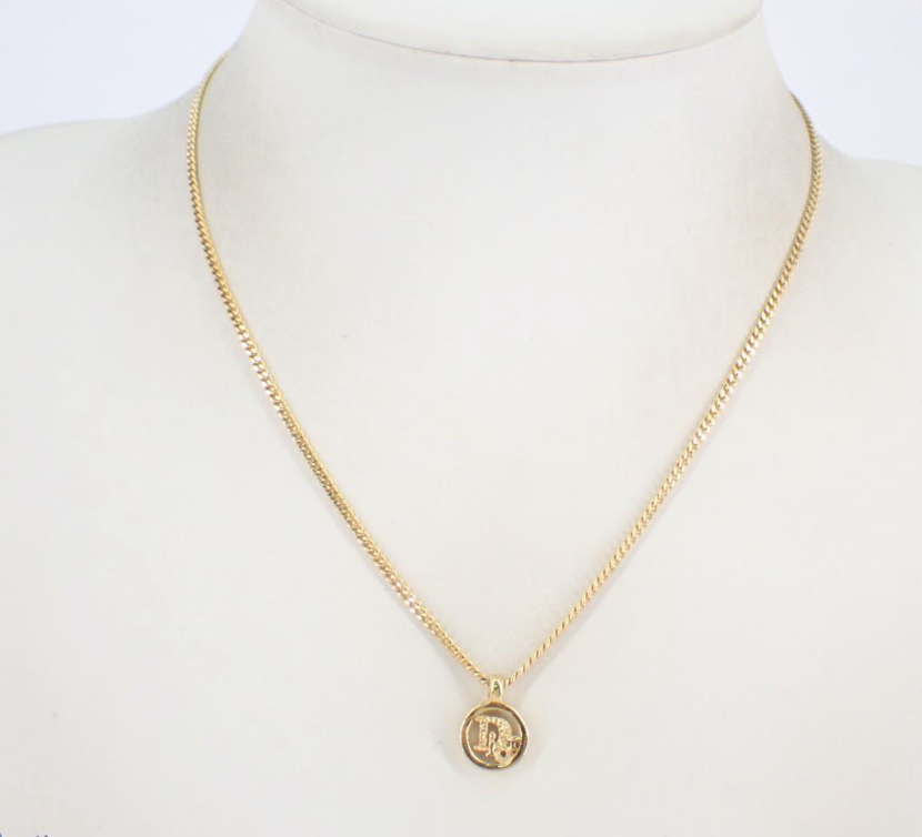 Dior Vintage Mini Gold-Tone Logo Medallion Necklace