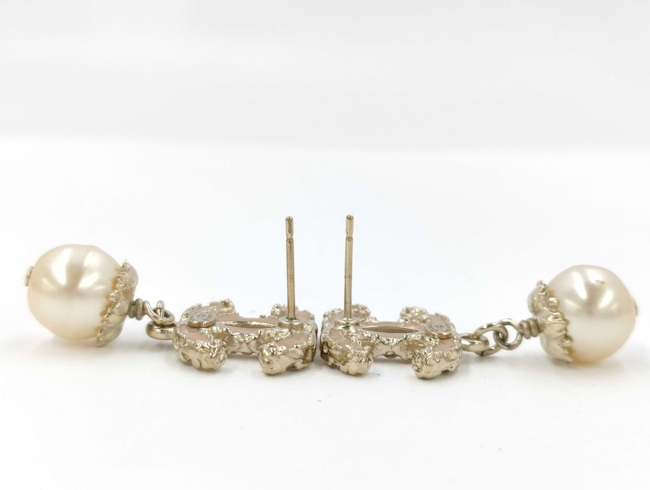 Chanel 2013 Crystal CC & Pearl Drop Earrings