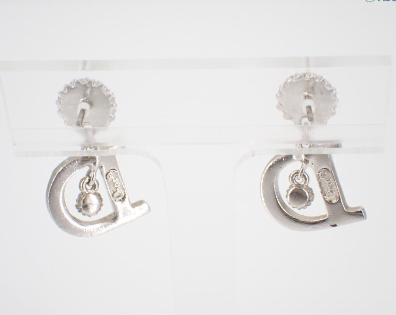 Dior Vintage Rhinestone ‘D’ Drop Earrings