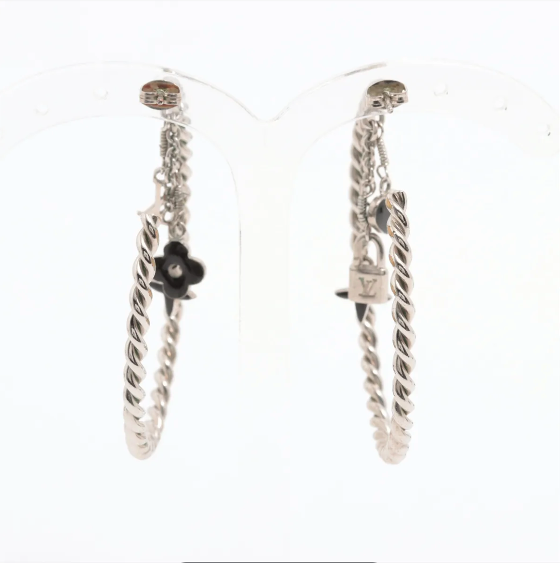 Louis Vuitton Twisted Hoop Charm Earrings