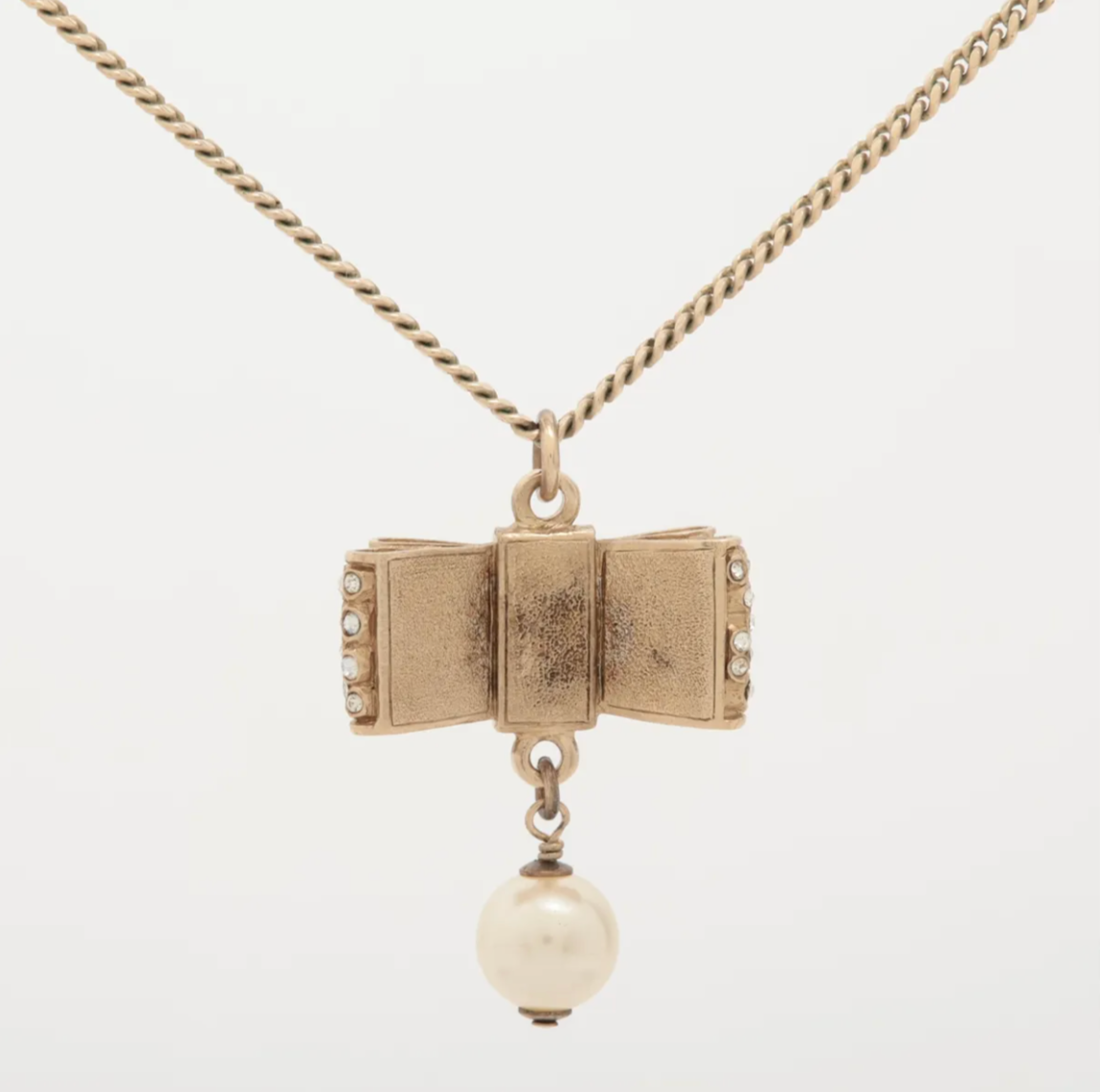 Chanel 2013 Pearl Bow & CC Charm Necklace