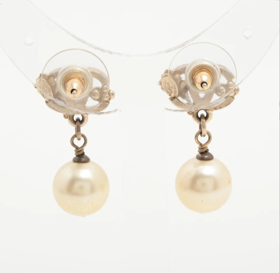 Chanel 2011 Vintage CC Pearl Drop Earrings
