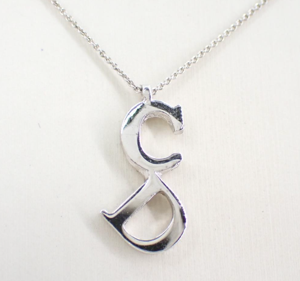 Dior Vintage Silver "CD" Initial Pendant Necklace