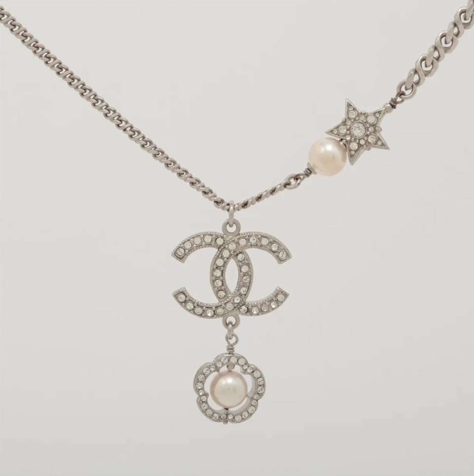 Chanel 2020 Crystal CC & Pearl Drop Necklace