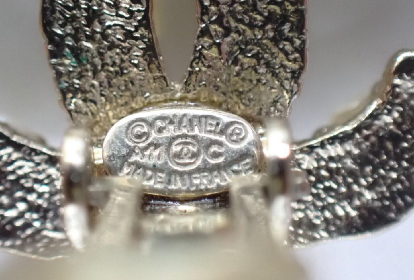 Chanel Vintage Pearl Drop CC Ear Clips