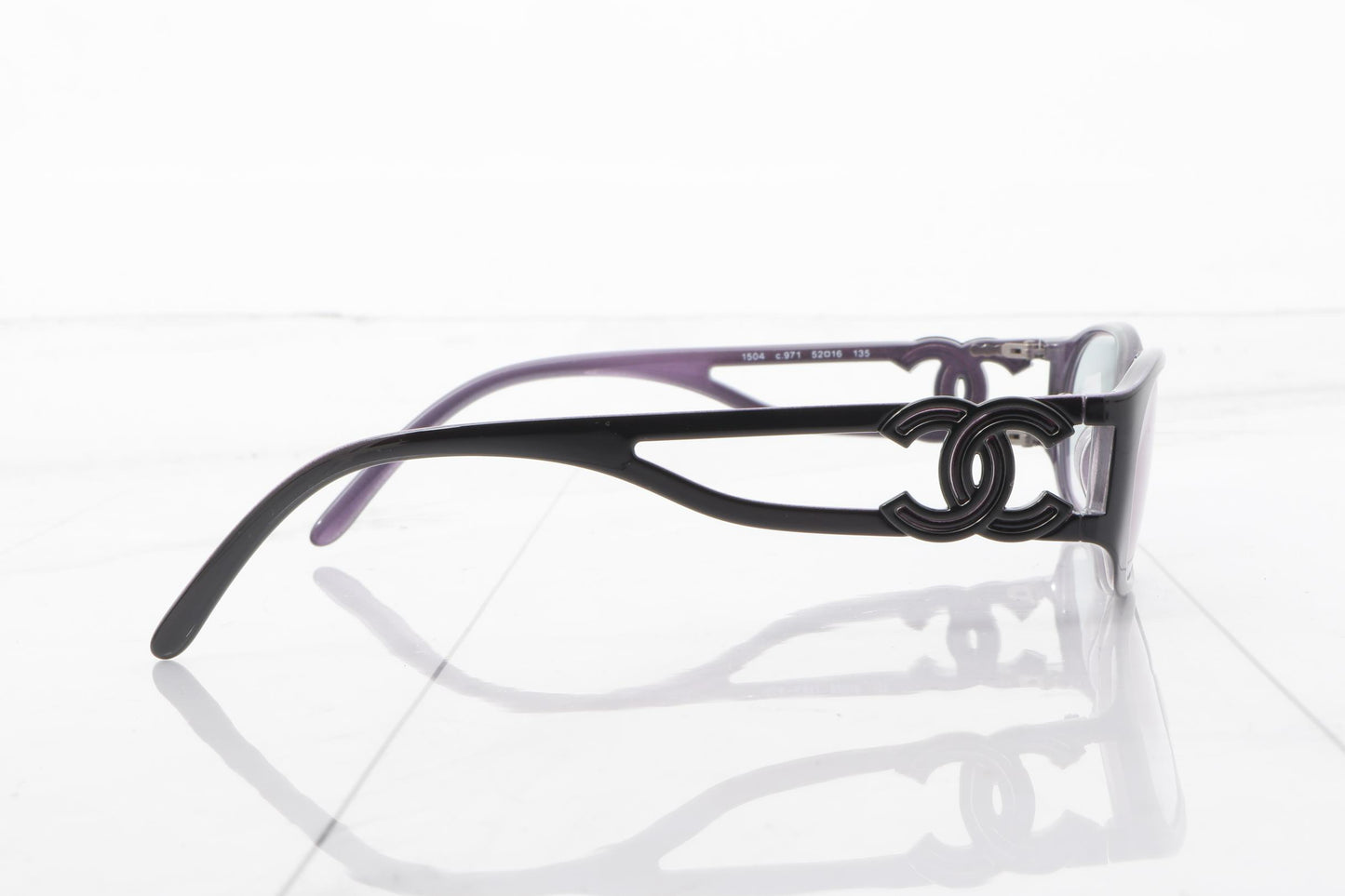 Chanel Vintage Black and Purple Y2K Style Logo Sunglasses