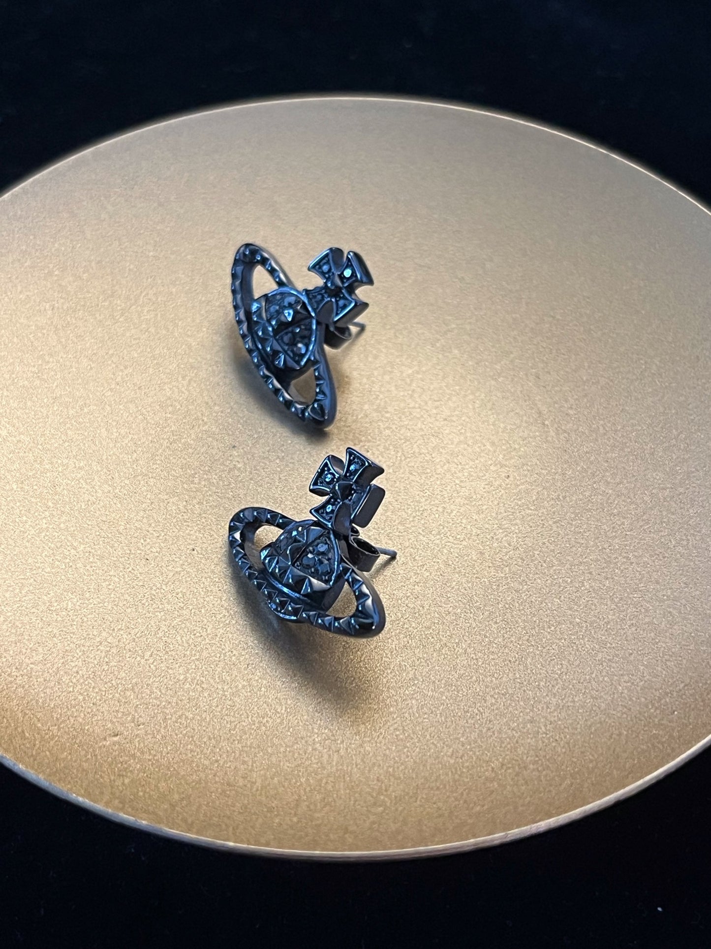 Vintage Vivienne Westwood Black Crystal Orb Stud Earrings