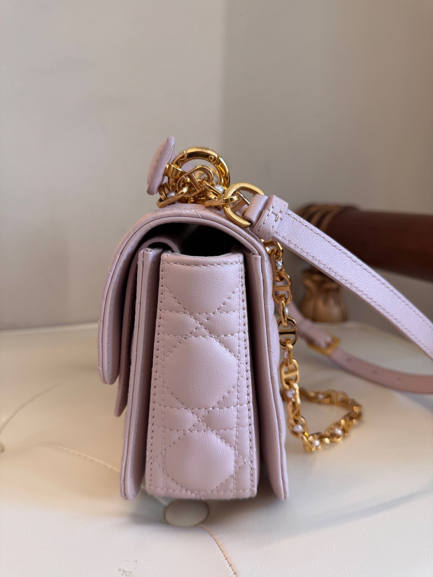Dior Pink Cannage Quilted Top Handle Bag