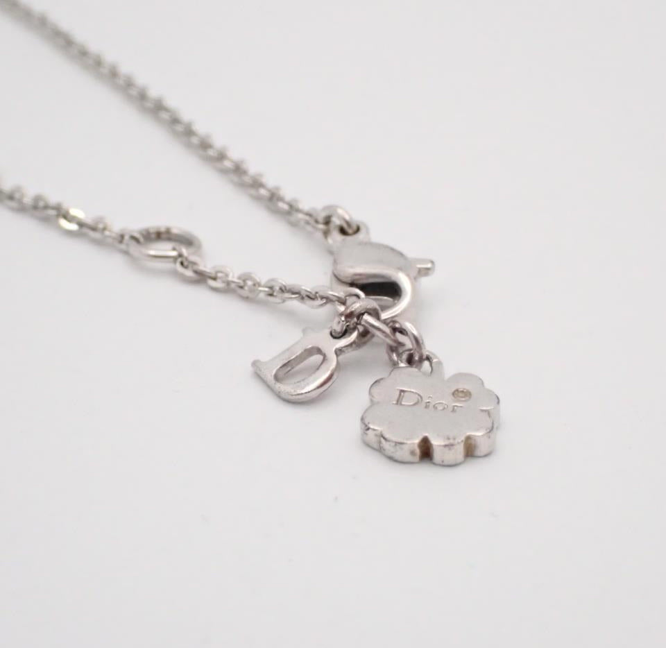 Vintage Dior Silver Bow Pink Crystal “D” Bracelet