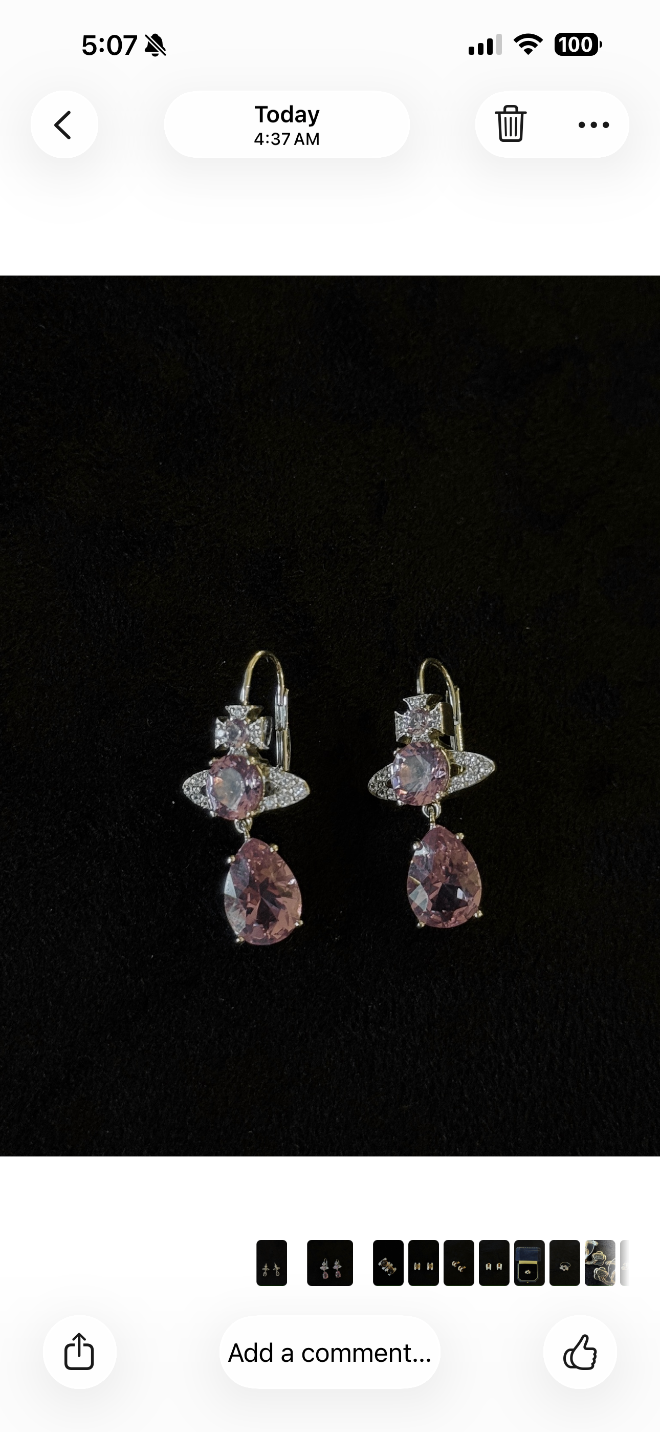 Vivienne Westwood Pink Crystal Orb Drop Earrings