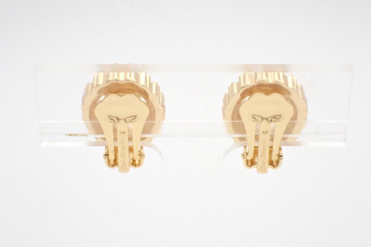 Dior Oval CD Crystal Stud Earrings – Gold Tone