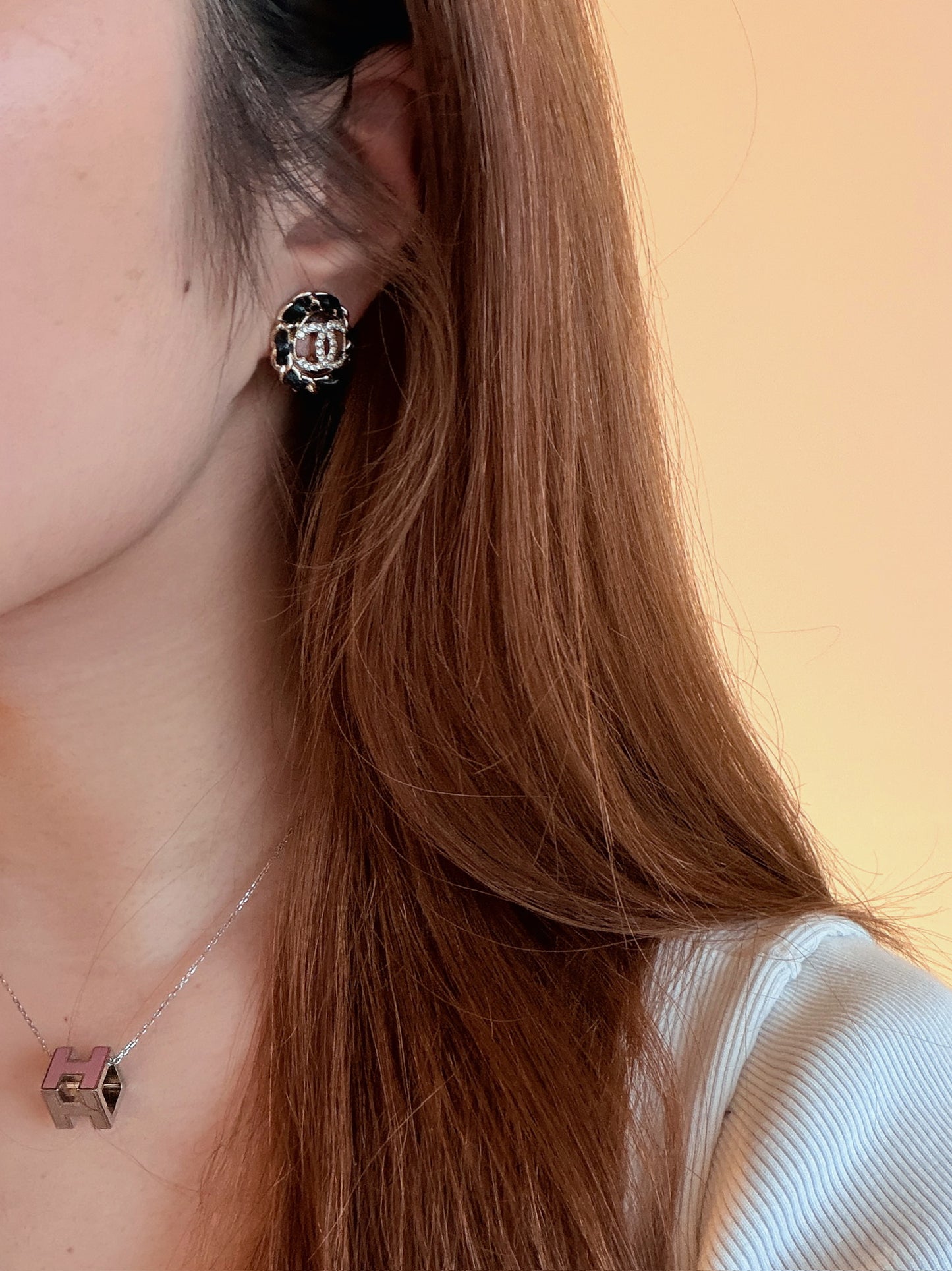 Chanel 2024 Crystal CC Chain-Link Stud Earrings