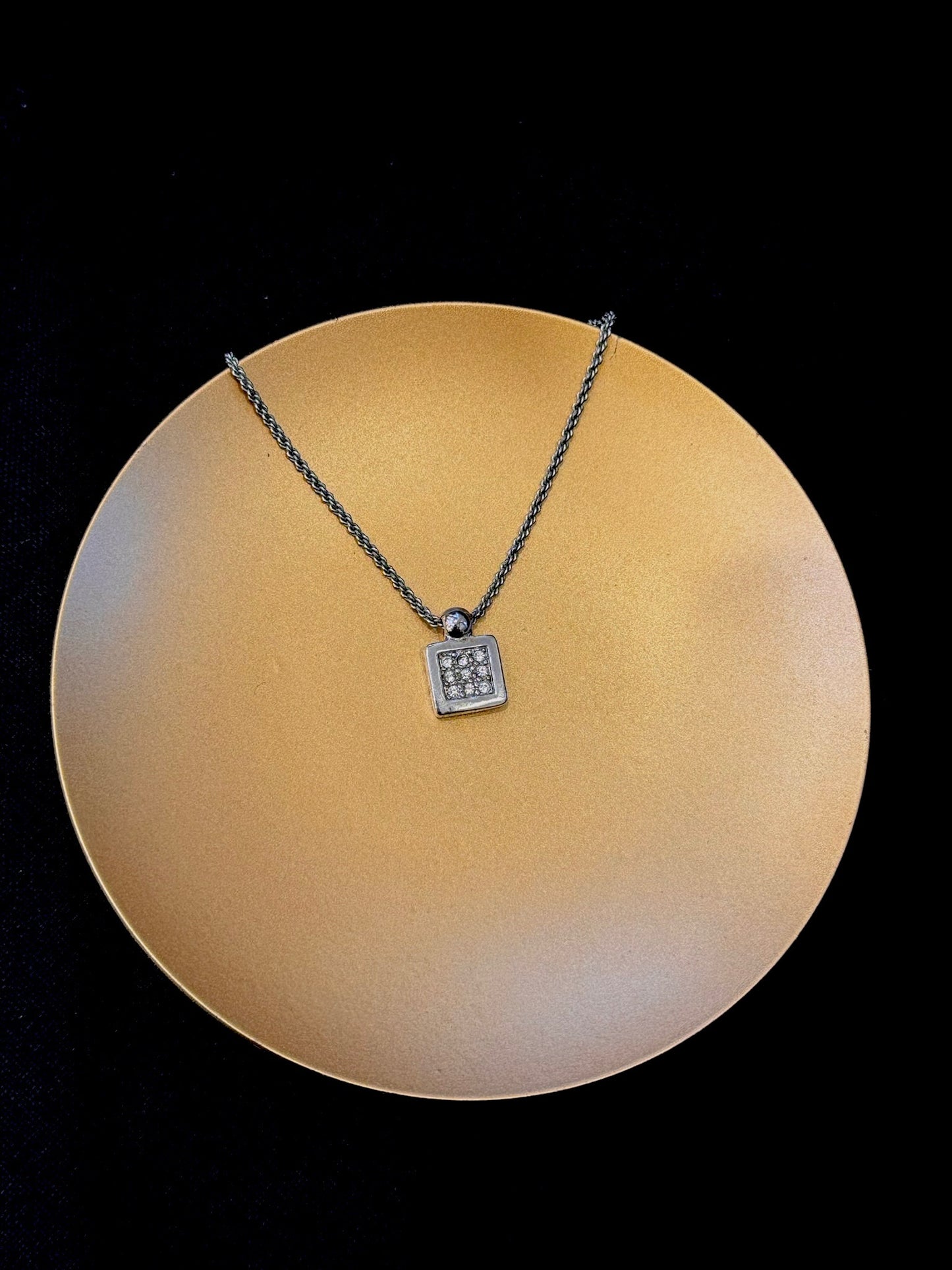 Dior Vintage Double-Sided Blue & Crystal Sports Tag Necklace(mini square size)