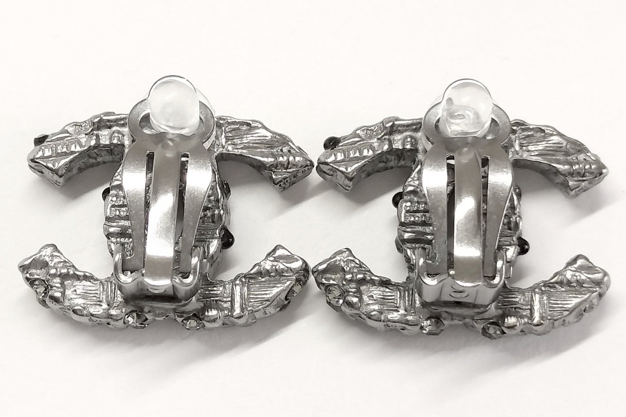 Chanel 2010A Crystal CC Clip-On Earrings