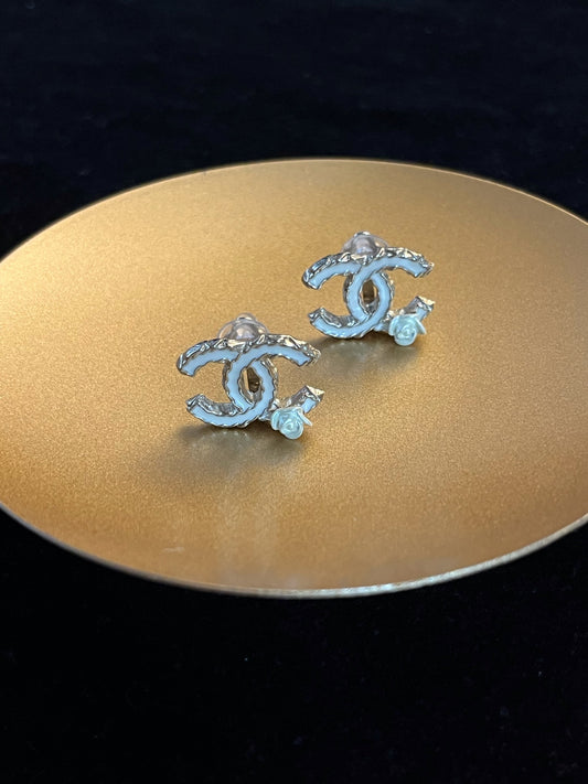 Chanel 2012 CC Camellia Ivory Enamel Clip-On Earrings