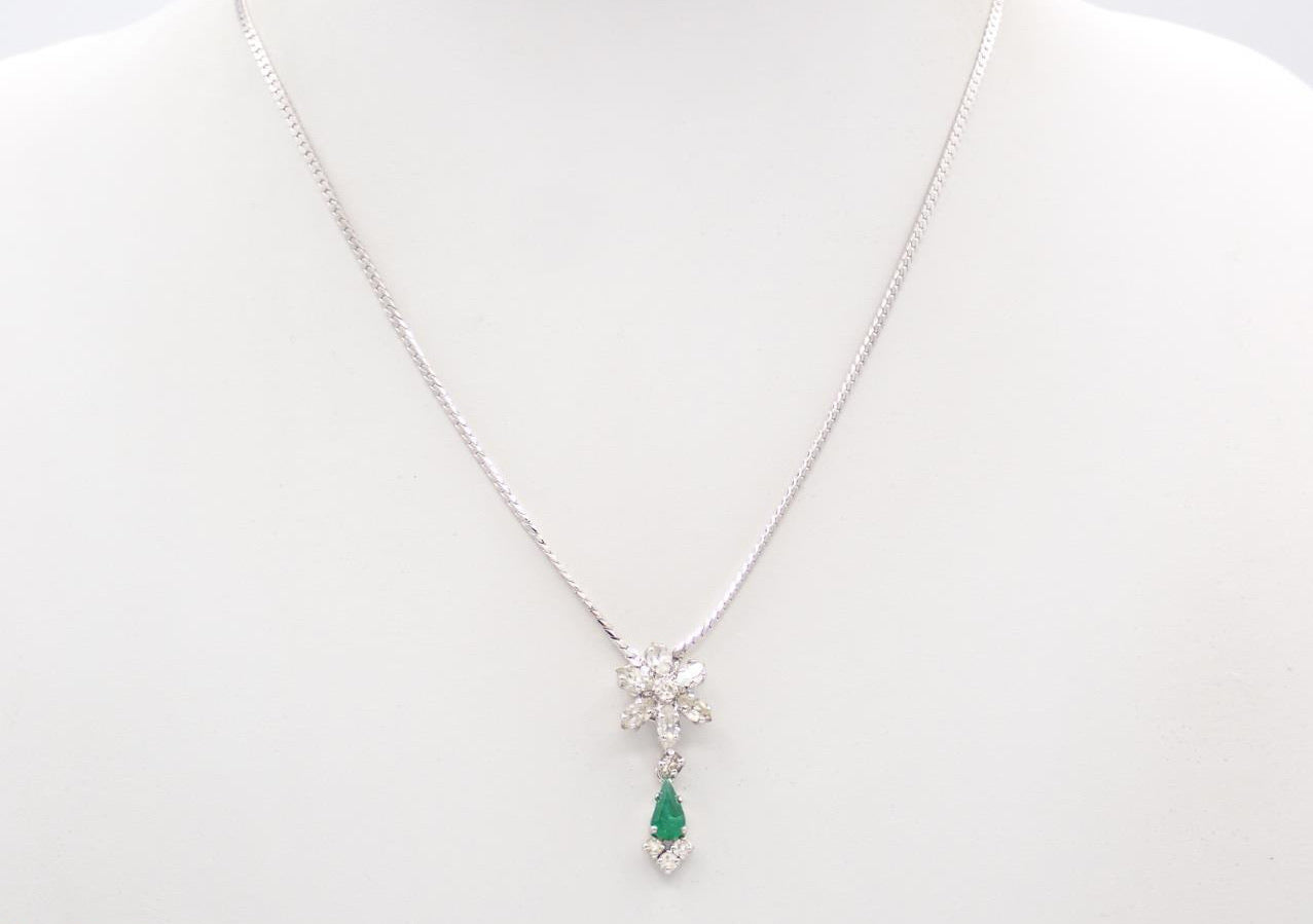 Vintage Dior Emerald-Green Pavé Crystal Necklace