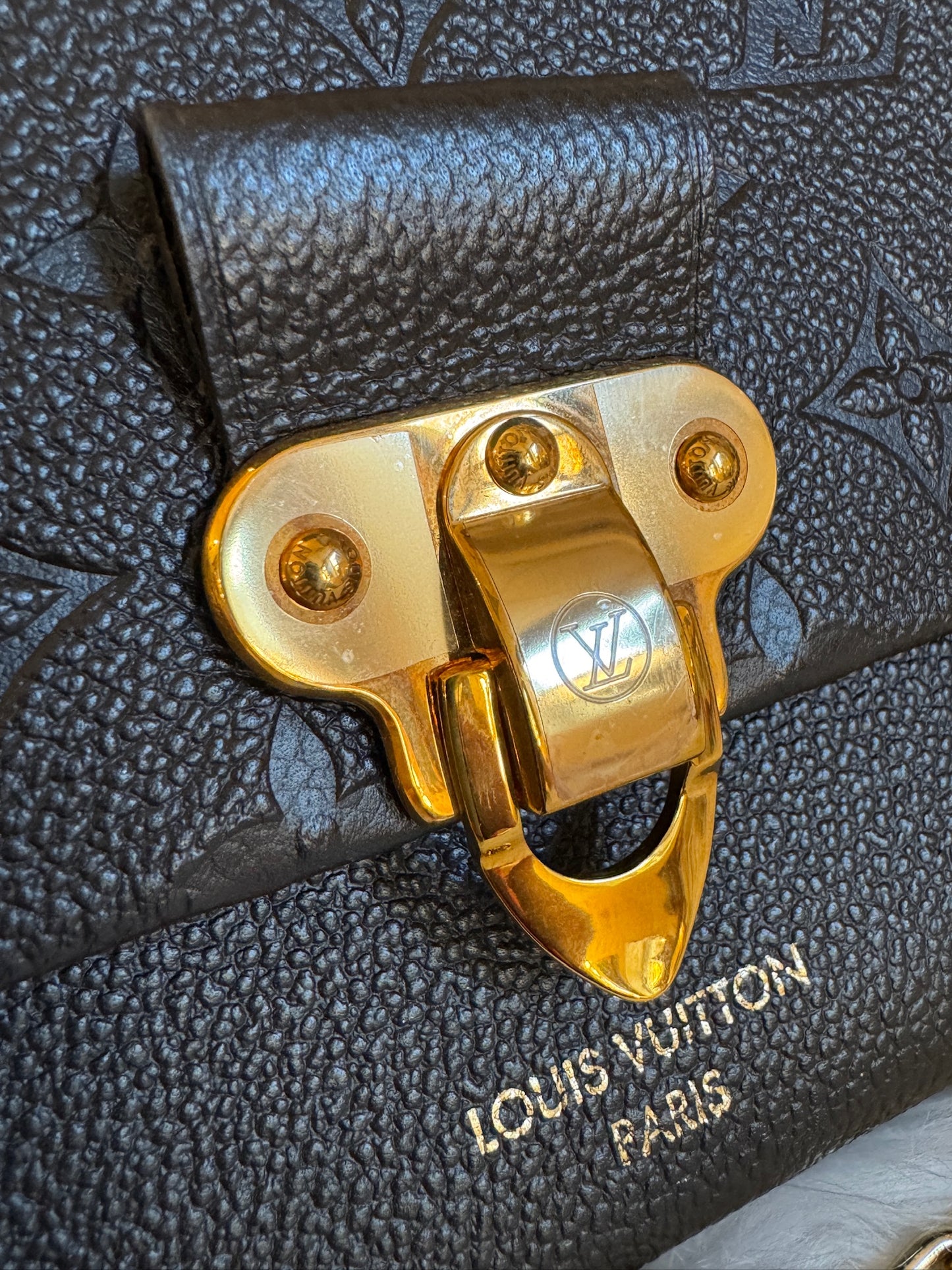 Louis Vuitton Lockme II BB Black Monogram Empreinte Leather Chain Bag