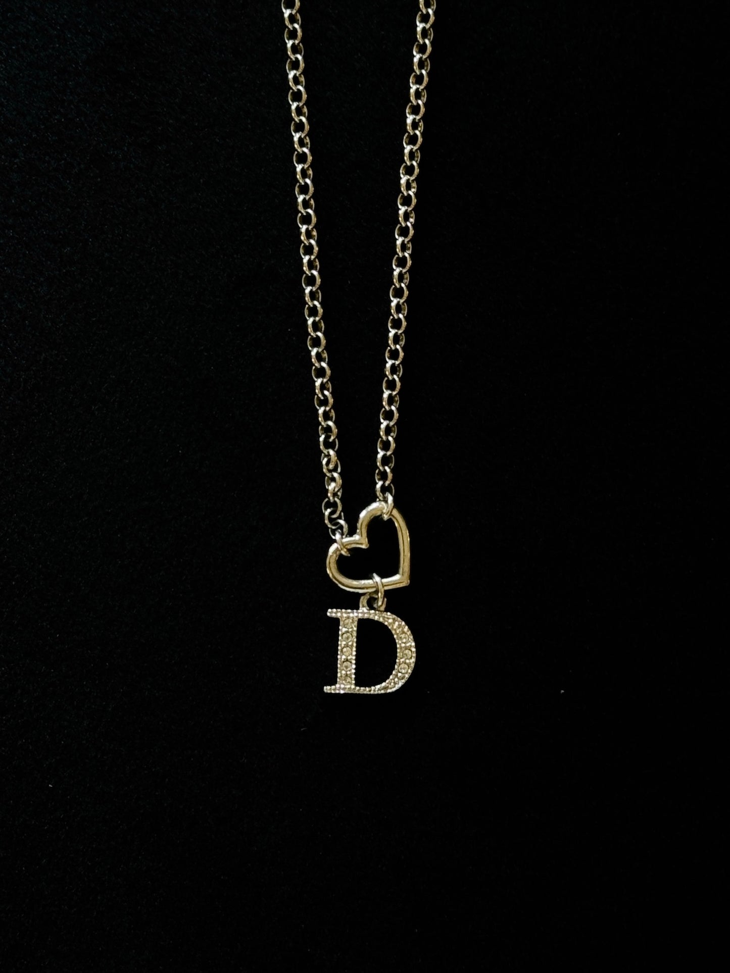 Dior Crystal D Heart Pendant Necklace