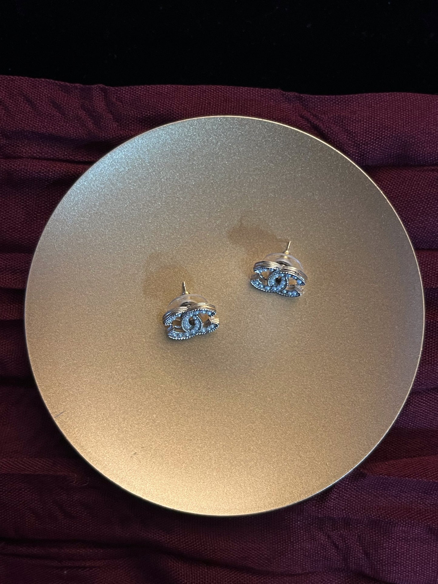 Vintage Chanel 2020 Gold-Tone Double C Pearl Earrings