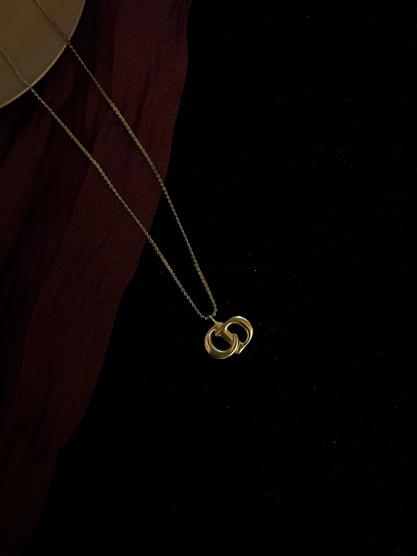 Vintage Dior Gold CD Logo Pendant Necklace