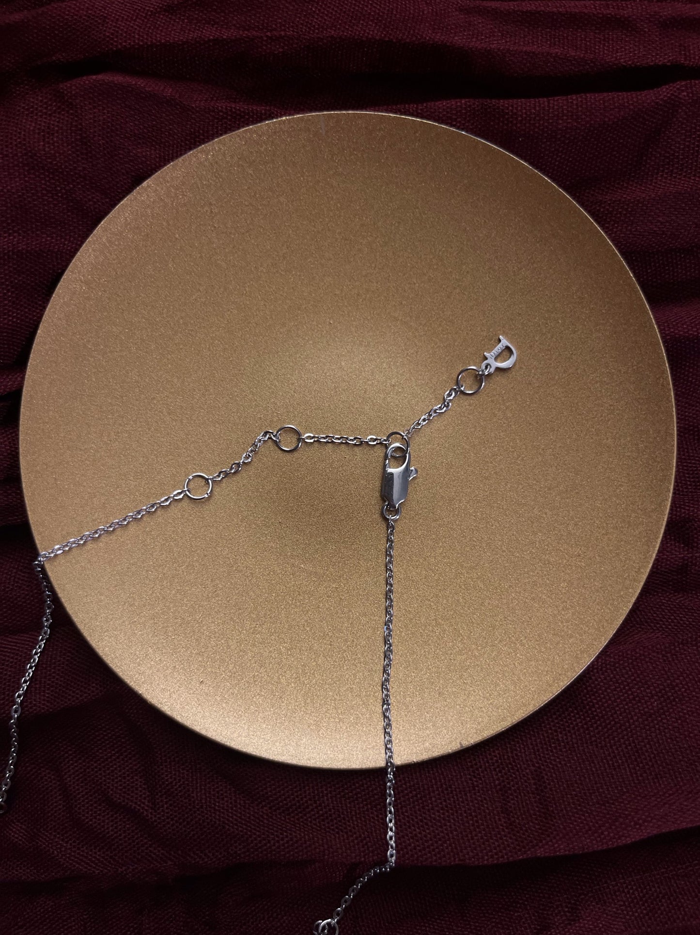 Dior Vintage Silver-Tone Crystal Letter Charm Choker