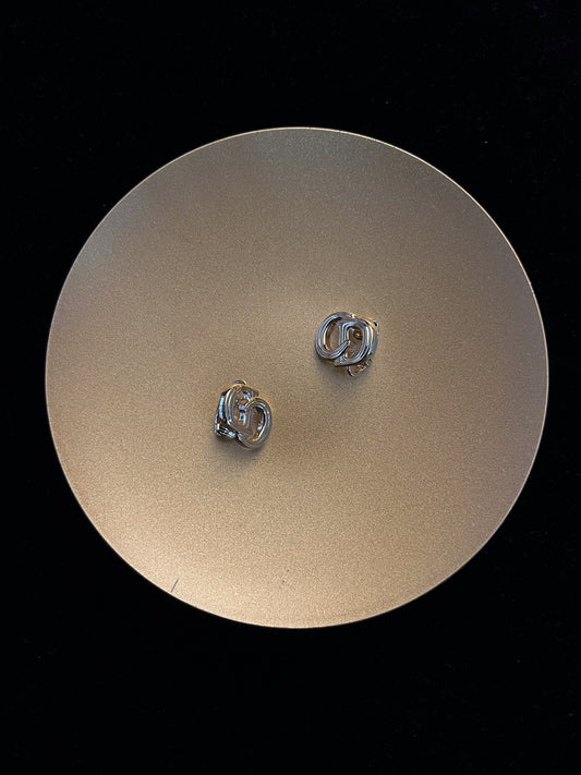 Vintage 80s Dior Interlocking CD Gold Clip-On Earrings