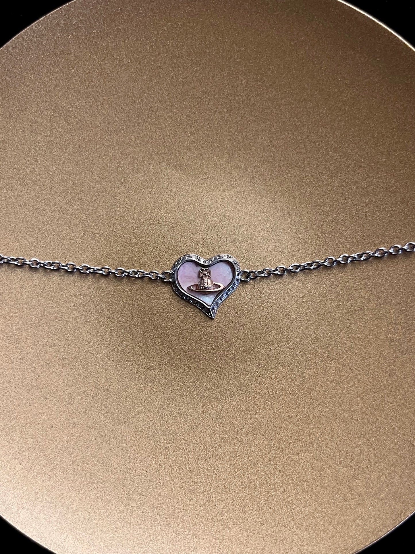 Vintage Vivienne Westwood Double-Sided Pink Heart Orb Bracelet