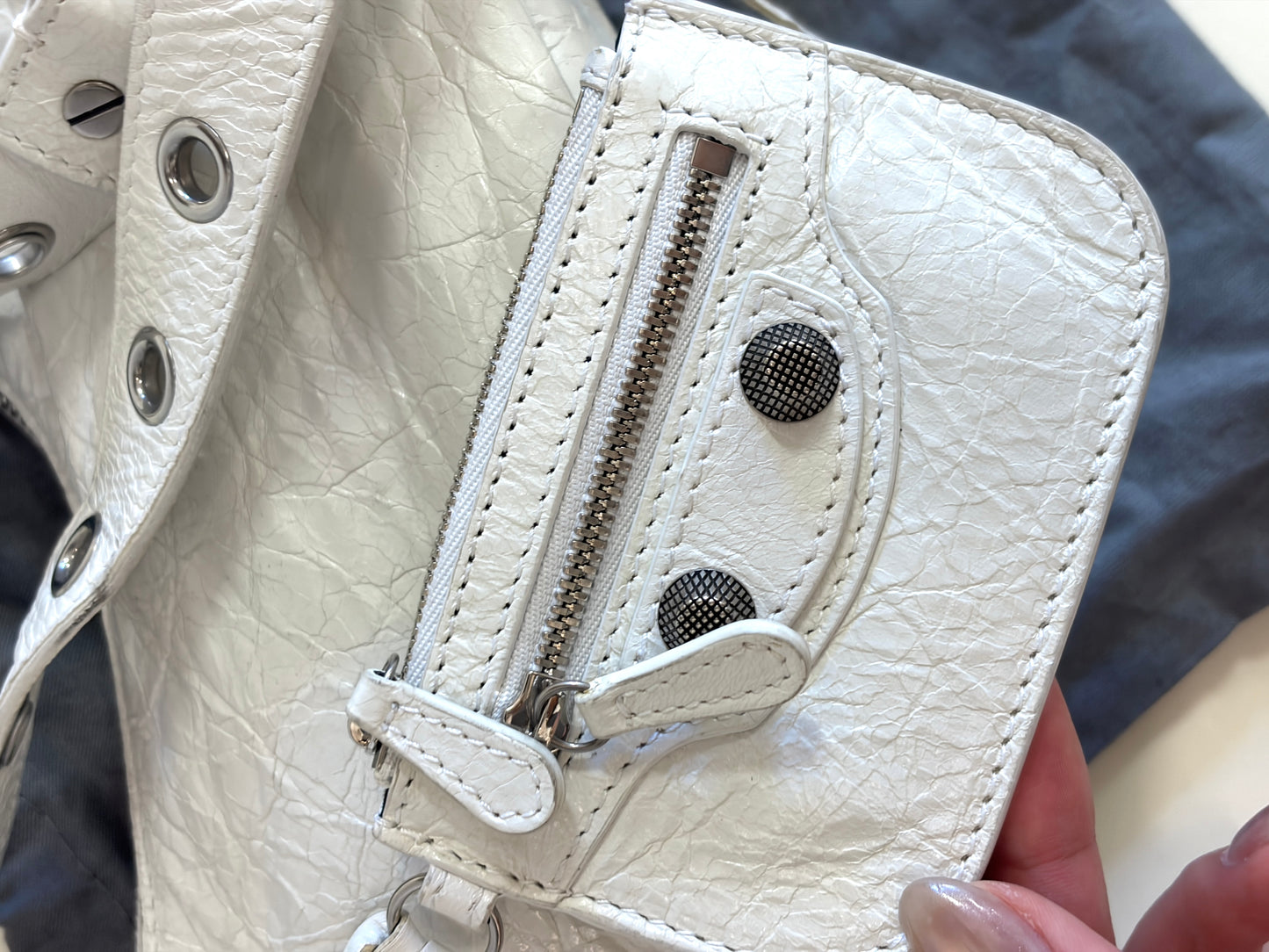 Balenciaga Motocross Small Shoulder Bag – White