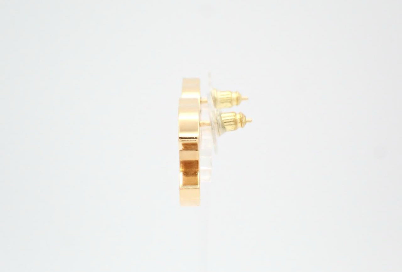 Chanel 2024 CC Logo Enamel Stud Earrings (Black & Gold)