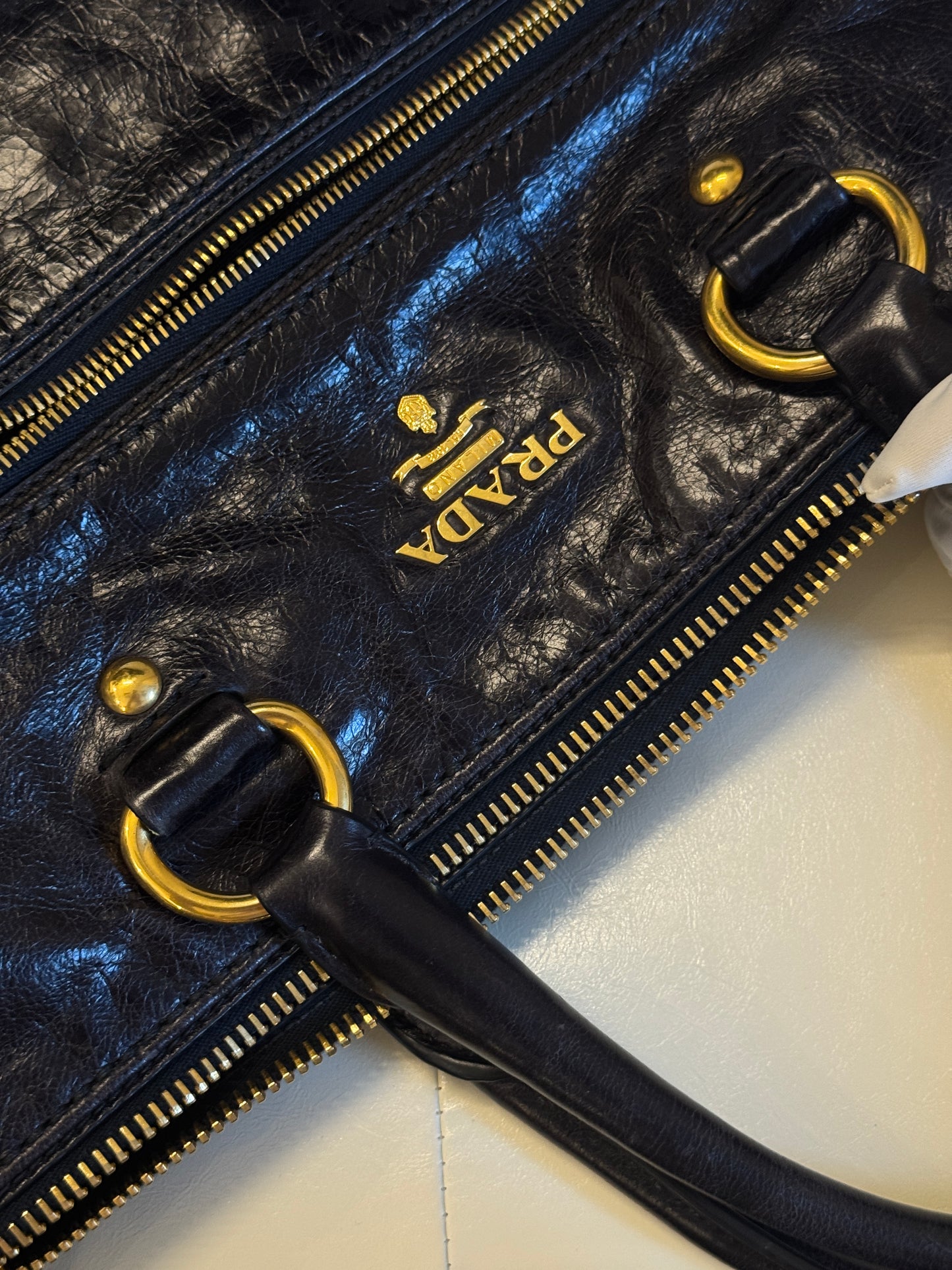 Prada Vitello Shine Leather Chain Large Tote Bag