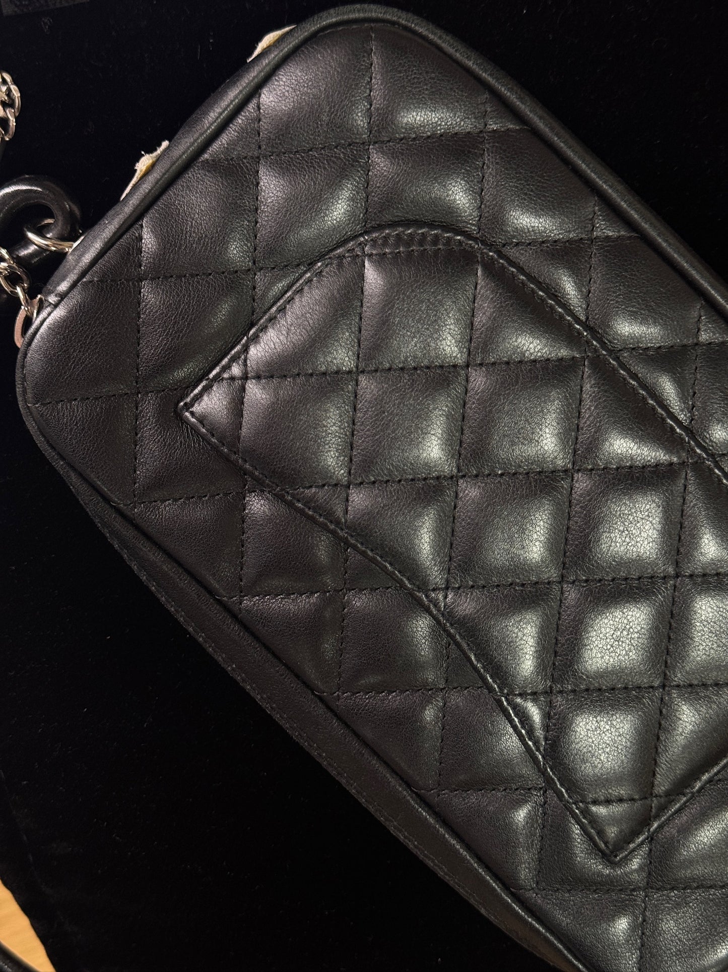 ON HOLD*Chanel Vintage Black Quilted Leather Shoulder Bag with Oversized CC