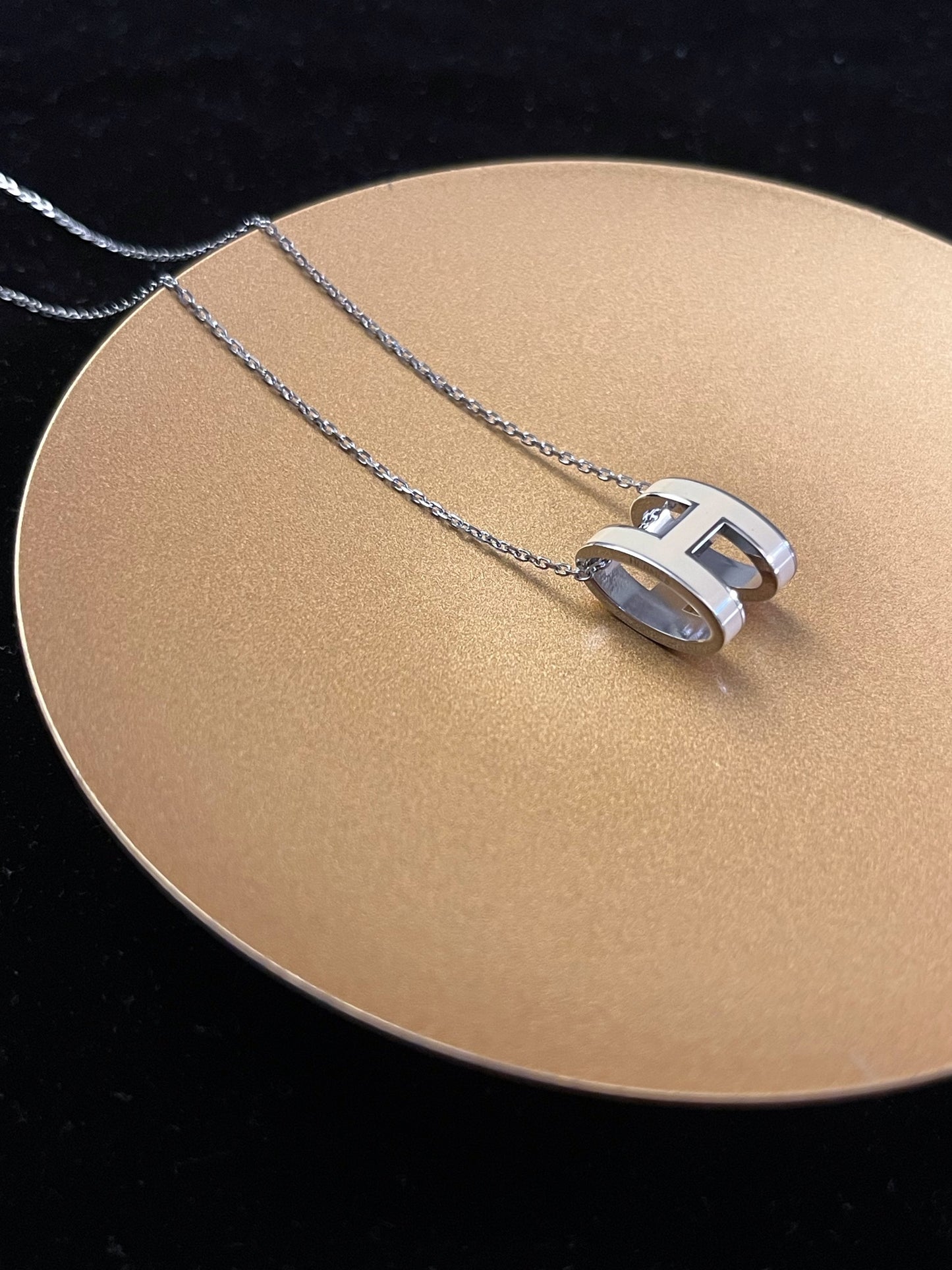Hermès Large Pop H Necklace in Silver & White