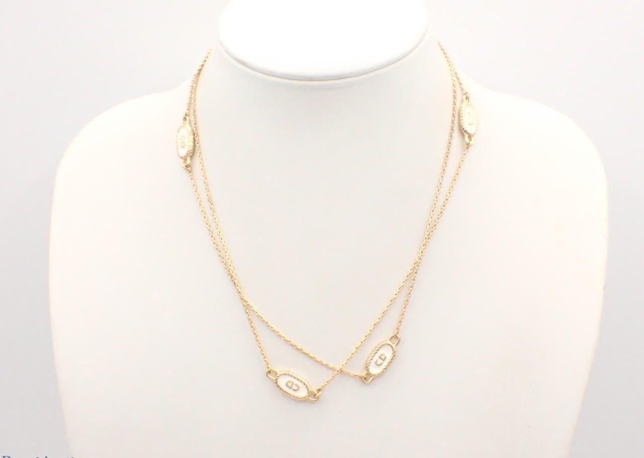 Vintage Dior c.1990 Platinum-Tone Enamel CD Rope Chain Necklace