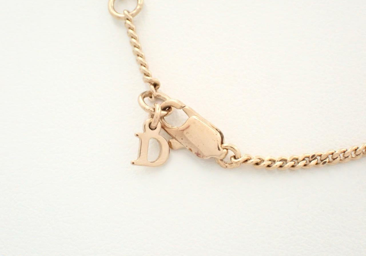 Dior Gold Bow Pendant Necklace with CD Charms