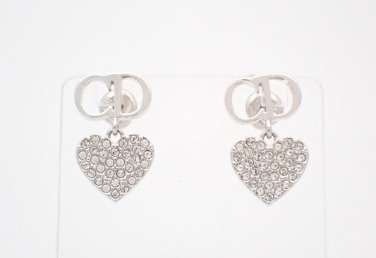 Dior CD Crystal Heart Drop Earrings
