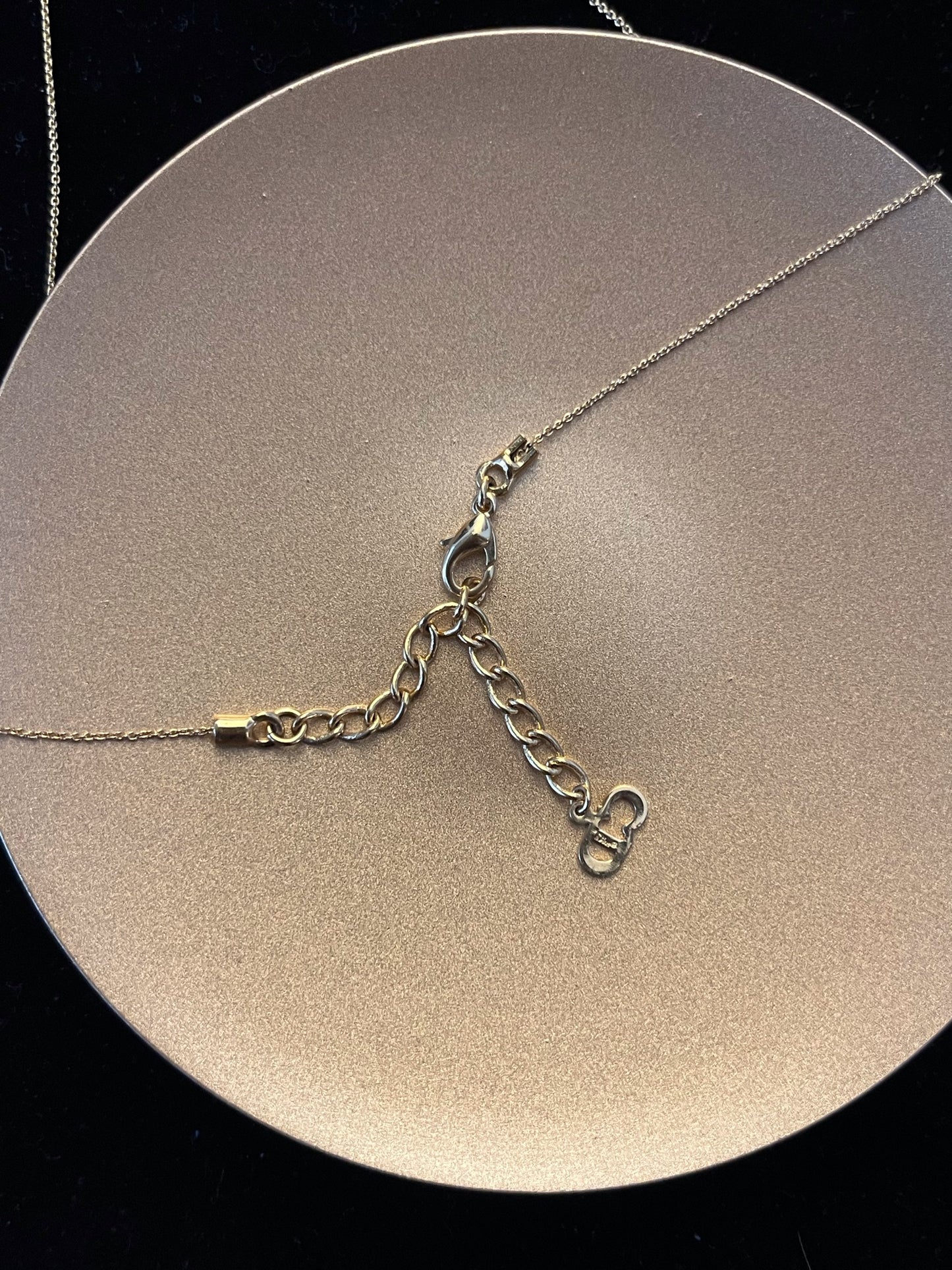 Vintage Dior Logo Letter Necklace – Gold Tone