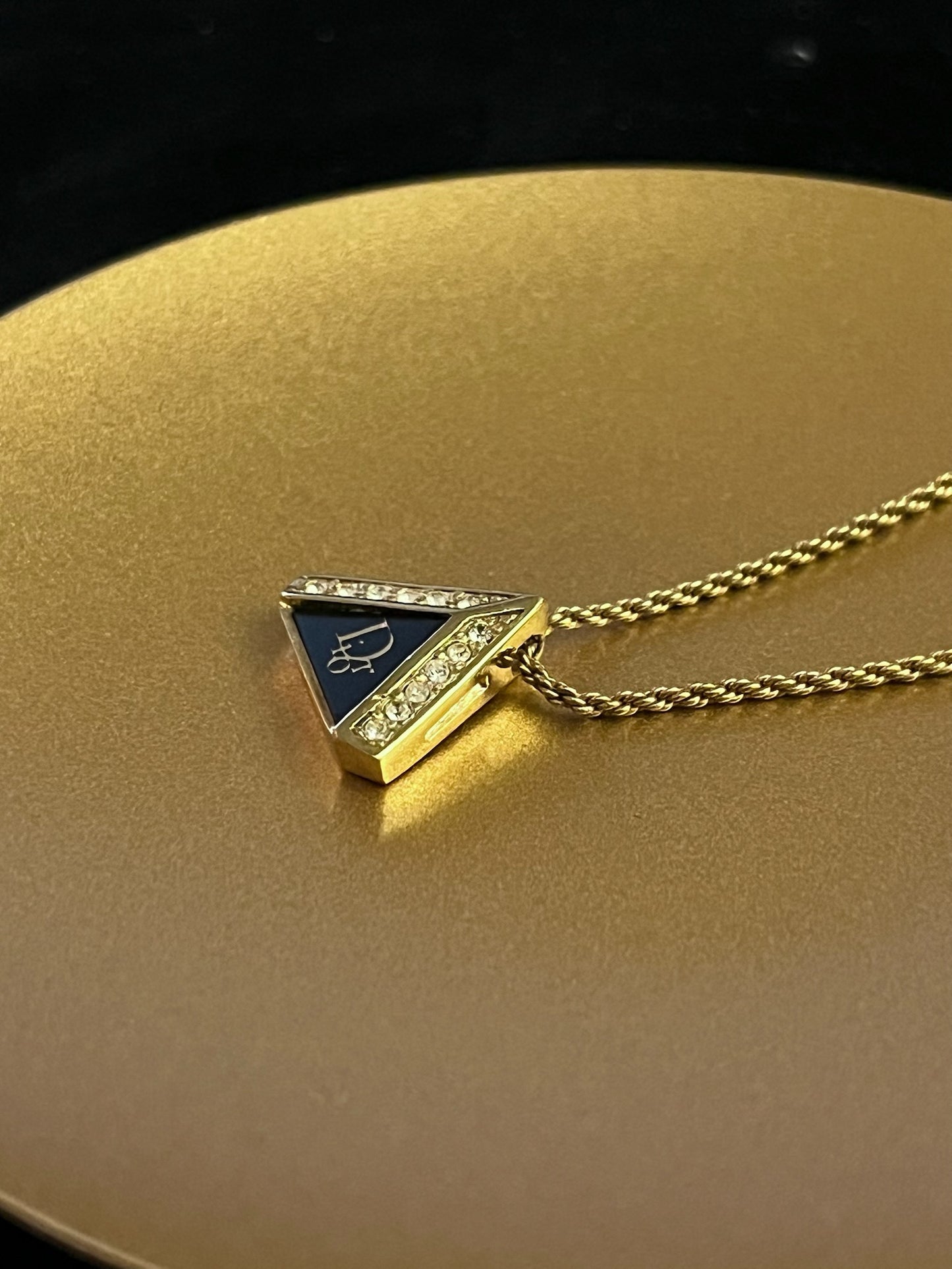 Vintage Dior “Luminous Triangle” Pendant Necklace