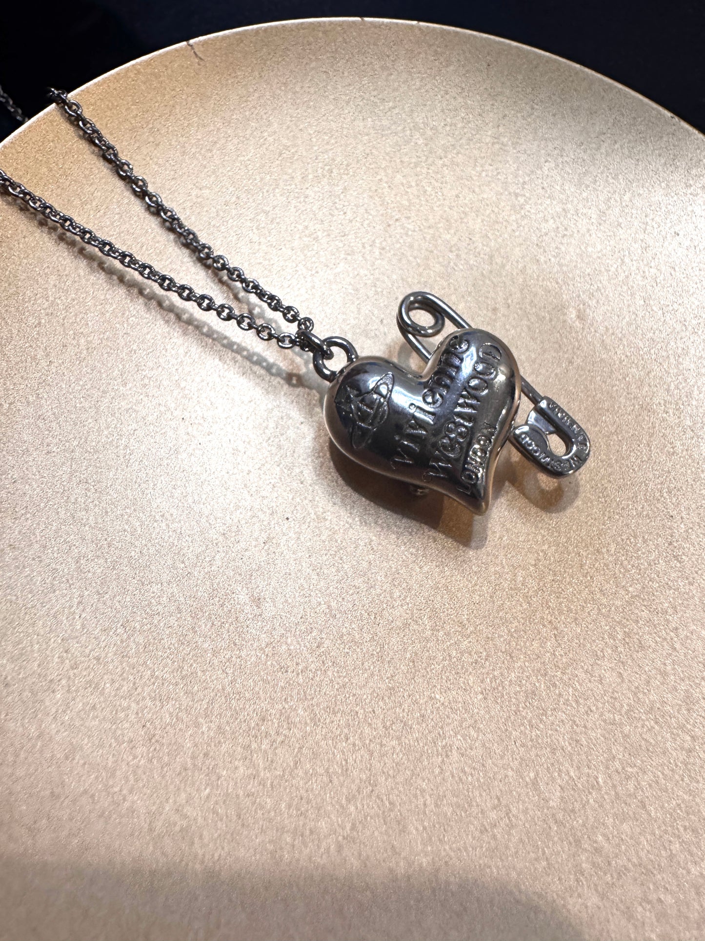 Vivienne Westwood Heart Safety Pin Orb Necklace