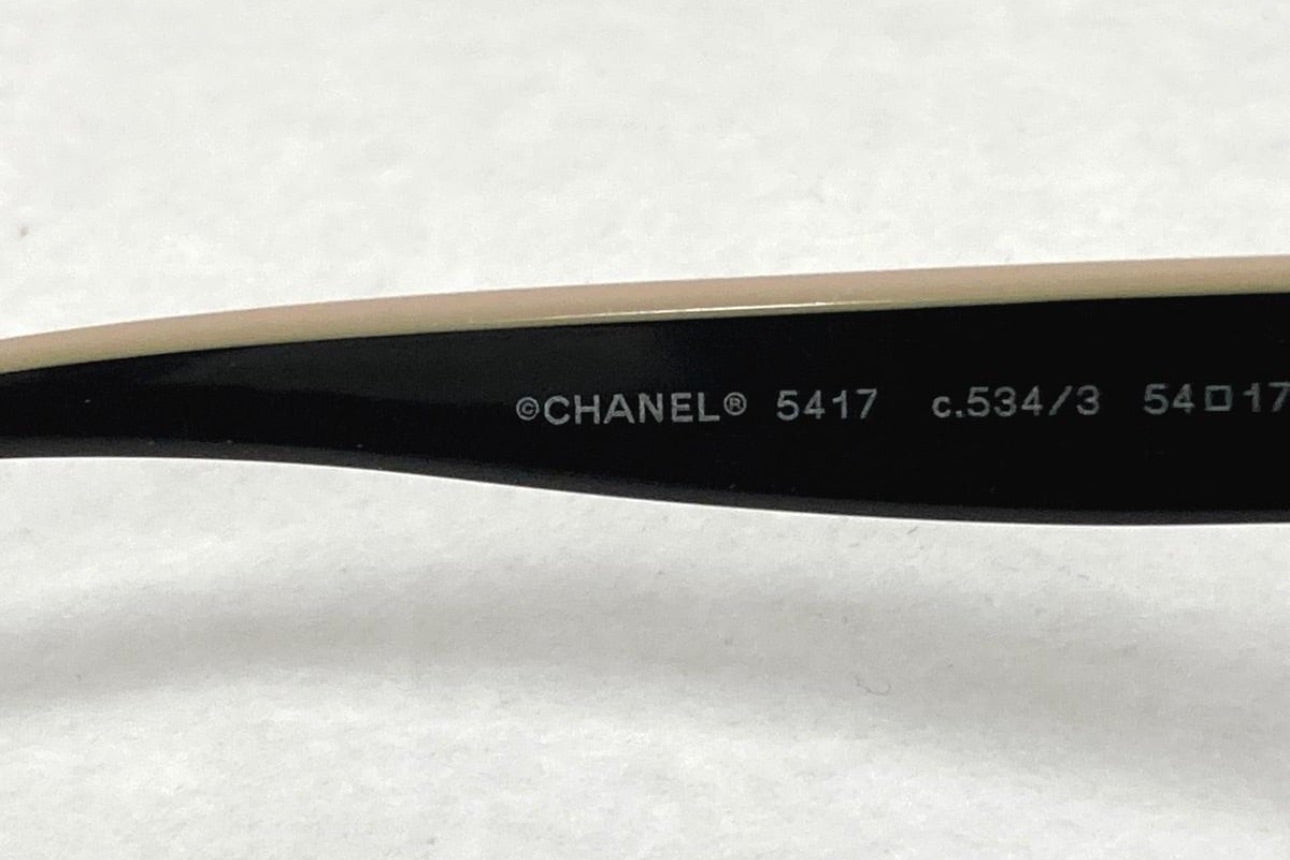 Chanel Vintage Black & Beige Two-Tone Logo Narrow Sunglasses