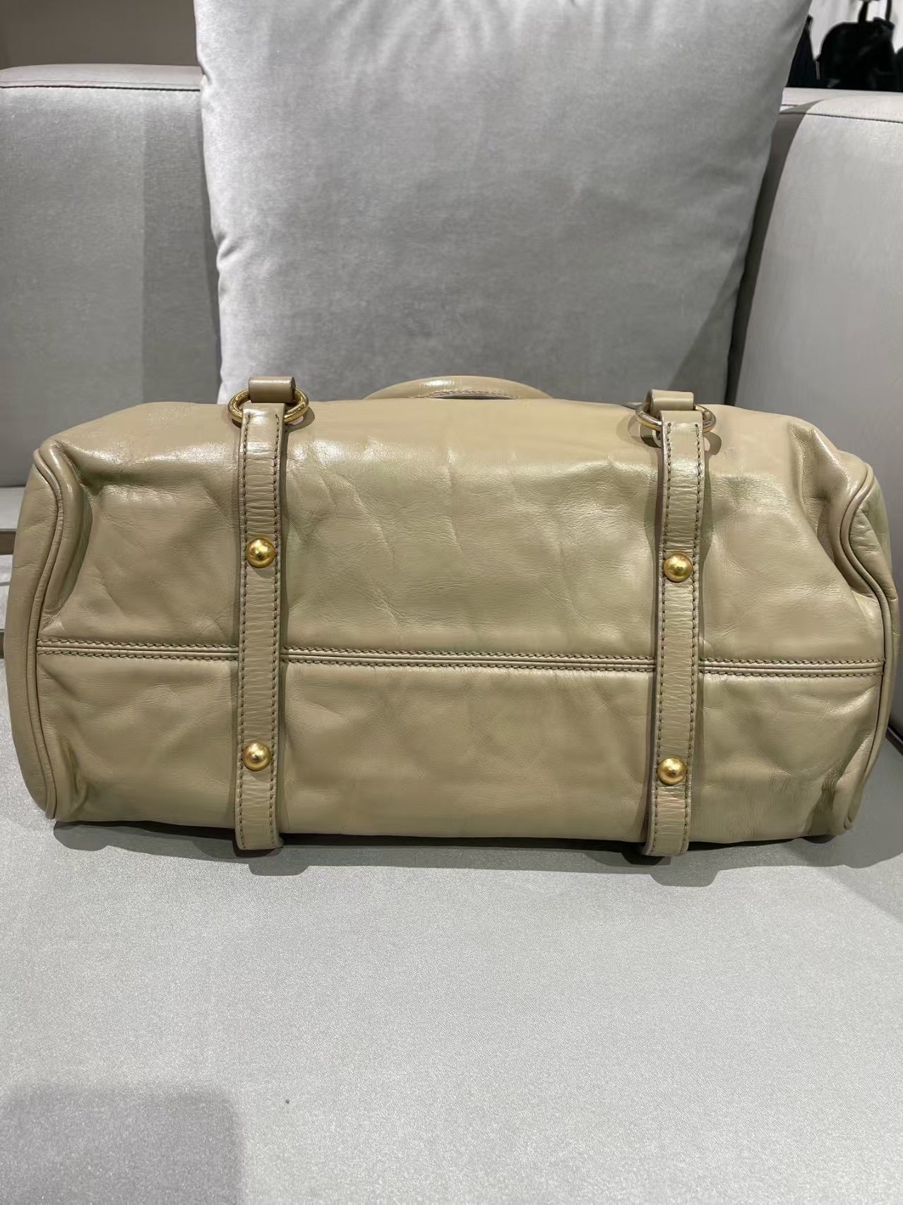 Miu Miu Vitello Lux Bow Satchel – Ivory